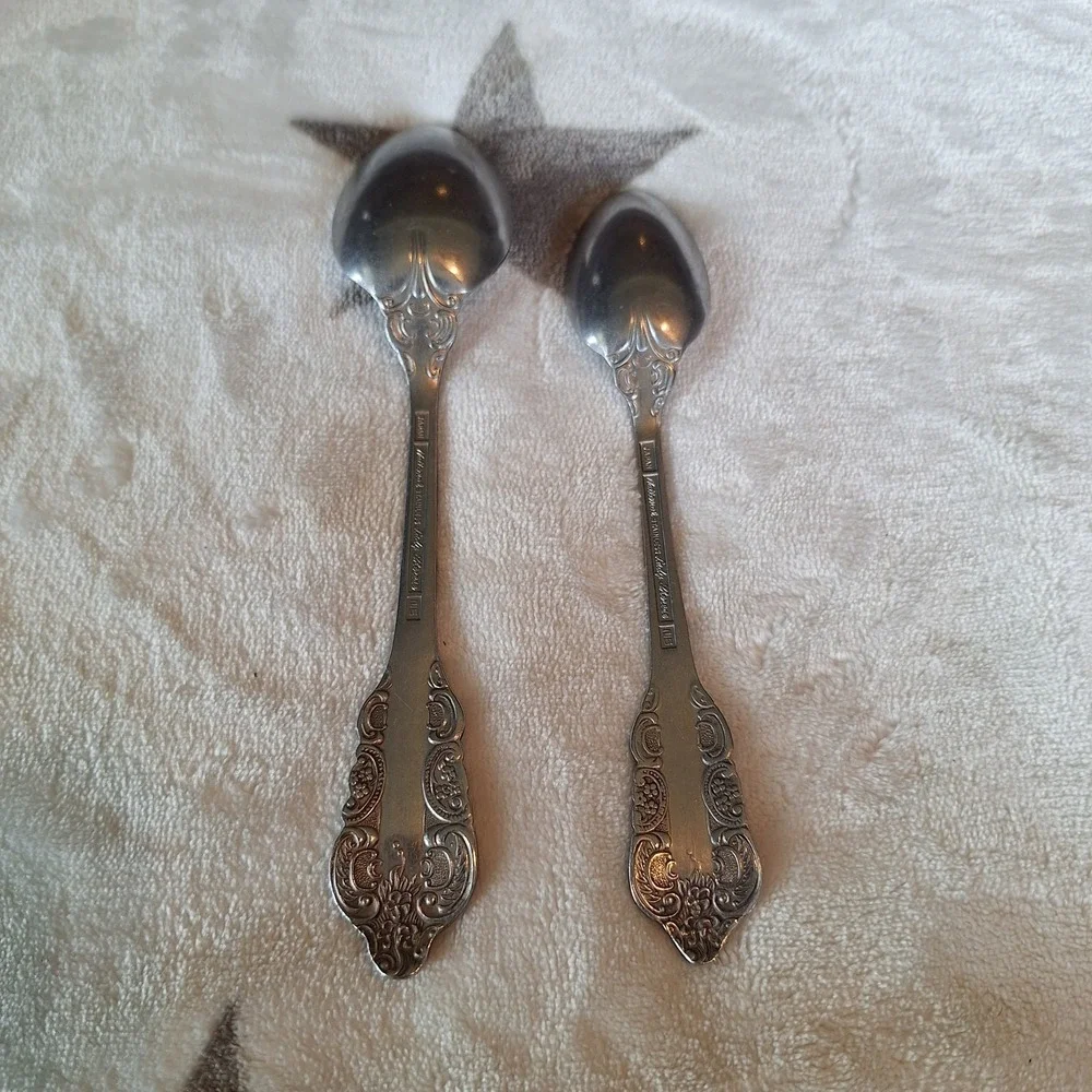 National Stainless Lady Theresa Set of 2 Spoons Made In Japan Replacements